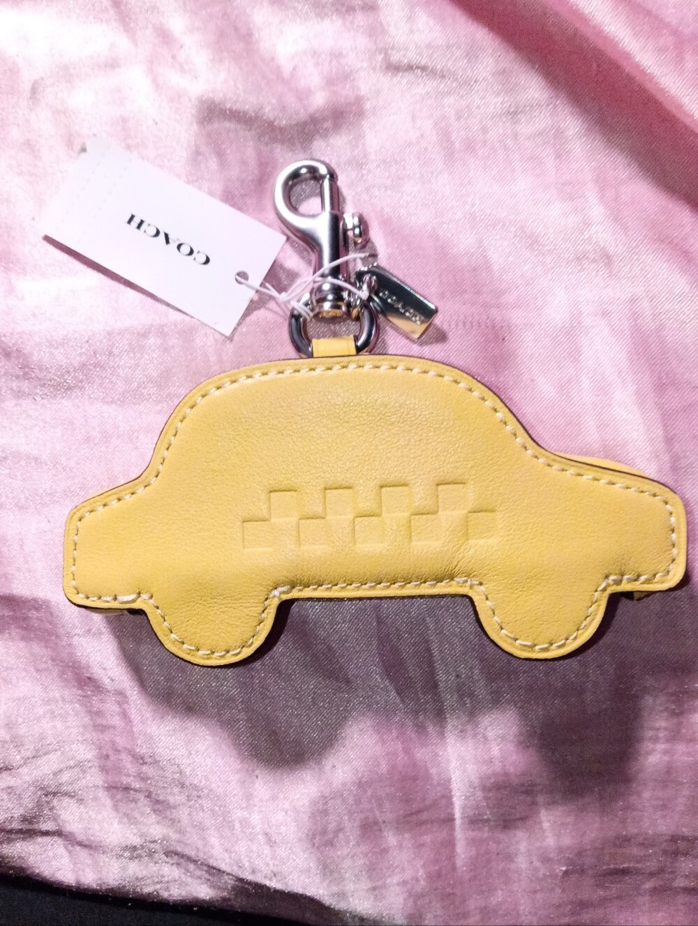 Coach Yellow Car-Shaped Key & Card Holder Charm